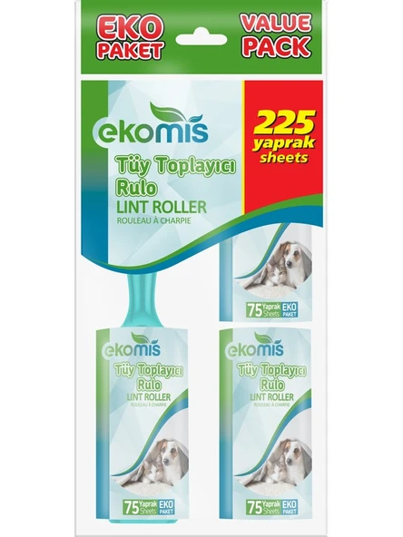 Ekomis Tüy Toplayıcı Rulo Eko Paket 3 Rulo 225 yaprak ürün görseli 1