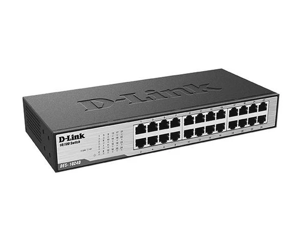 D-Link DES-1024D 24 Port 10/100 Metal Kasa Ethernet Switch - 1