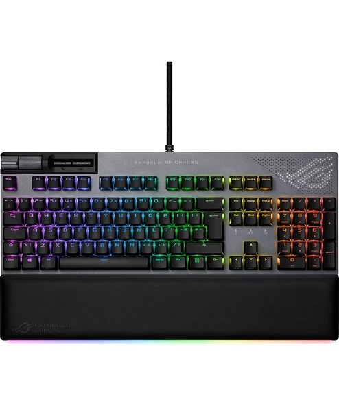 ASUS ROG STRIX FLARE II RED ANIMATE RGB OYUNCU KLAVYESİ DEĞİŞTİRİLEBİLİR ROG NX RED SWITCH LEDLİ EKRAN MEDYA KONTROLLERİ USB VE BİLEK DAYAMA - Resim 3