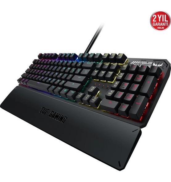 ASUS TUF Gaming K3 D/RD Aura Sync Red Switch RGB TR Mekanik Gaming Klavye - Resim 2