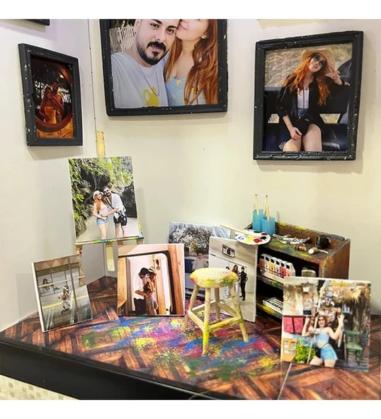Ressam Hediyelik Kişiye Özel Çerçeve Diorama Sanatı - Resim 3