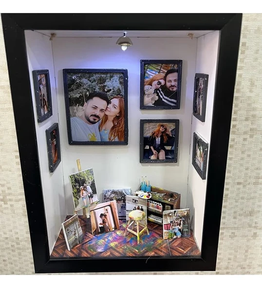 Ressam Hediyelik Kişiye Özel Çerçeve Diorama Sanatı - Resim 2