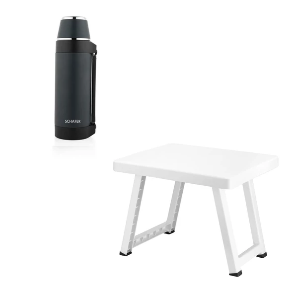 Çelik Termos 1500 ML Lacivert Renk ve Plastik Kamp Masası - 1