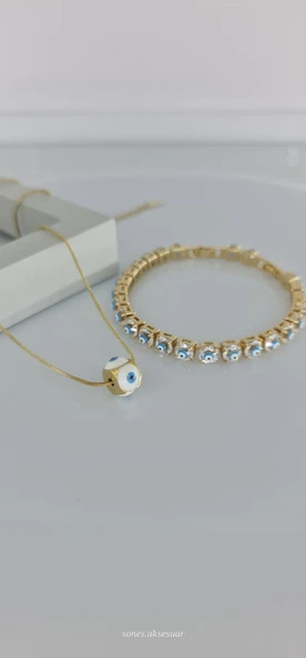 Nazar Kolye Bileklik Çelik Takı Seti ürün görseli