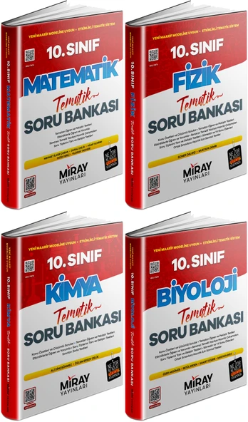Miray 2026 10. Sınıf Matematik + Fizik + Kimya + Biyoloji Tematik Soru Seti 4 Kitap ürün görseli