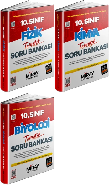 Miray 2026 10. Sınıf Fizik + Kimya + Biyoloji Tematik Soru Bankası Seti 3 Kitap ürün görseli