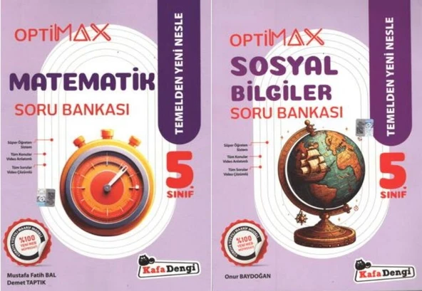 Kafadengi 2026 5. Sınıf Matematik + Sosyal Bilgiler Optimax Soru Bankası Setiseti 2 Kitap ürün görseli