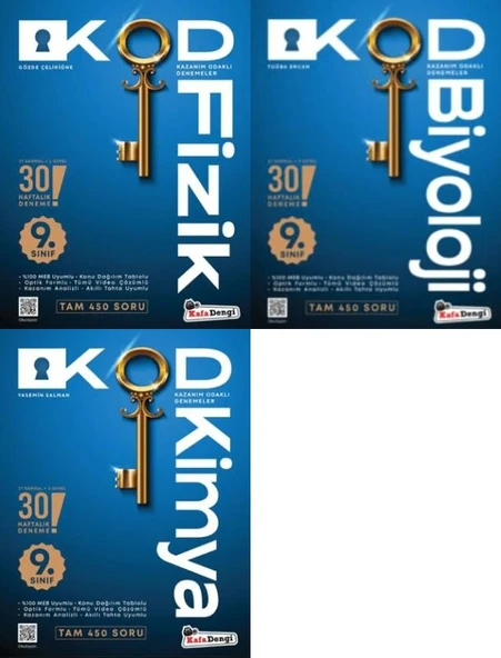 Kafa Dengi 2026 9. Sınıf Fizik + Kimya + Biyoloji Kod Haftalık Süreç Uygulamaları Seti 3 Kitap ürün görseli