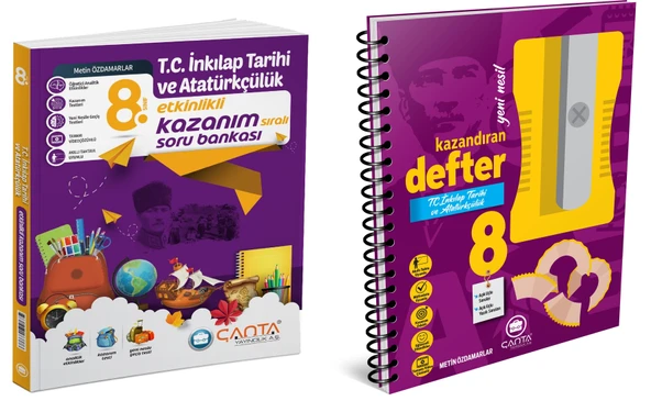 Çanta 2025 8. Sınıf İnkılap Tarihi Etkinlikli Kazanım Soru Bankası + Defter Seti 2 Kitap ürün görseli