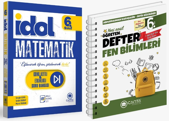 Çanta 2025 6. Sınıf İdol Konu Özetli Matematik + Fen Bilimleri Öğreten Defter Seti 2 Kitap ürün görseli
