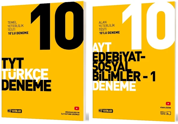 Hız Yayınları Tyt Türkçe + Ayt Edebiyat Sosyal - 1 Deneme Seti 2 Kitap