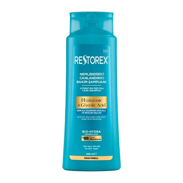 Restorex Şampuan Hyaluronic Glycolic Acid Tüm Saç Tipleri 500 Ml ürün görseli 1