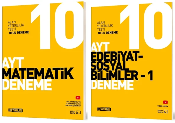 Hız Yayınları Ayt Matematik + Edebiyat Sosyal - 1 Deneme Seti 2 Kitap