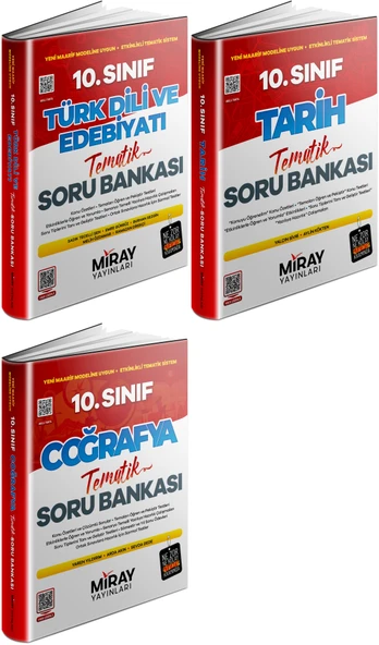 Miray 2026 10. Sınıf Türk Dili Edebiyat + Tarih + Coğrafya Tematik Soru Bankası Seti 3 Kitap
