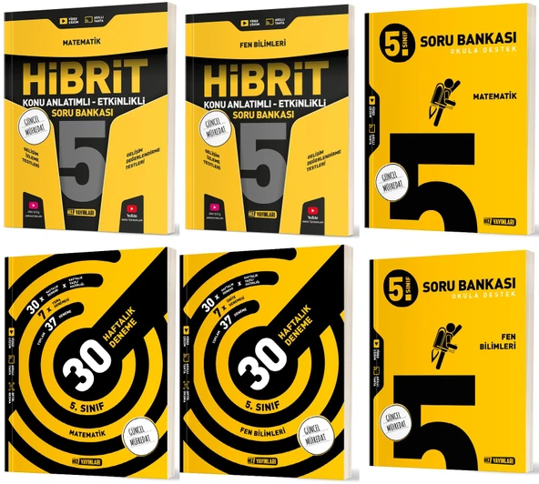 Hız 2025 5. Sınıf Matematik + Fen Bilimleri Haftalık Deneme + Hibrit + Soru Seti 6 Kitap ürün görseli
