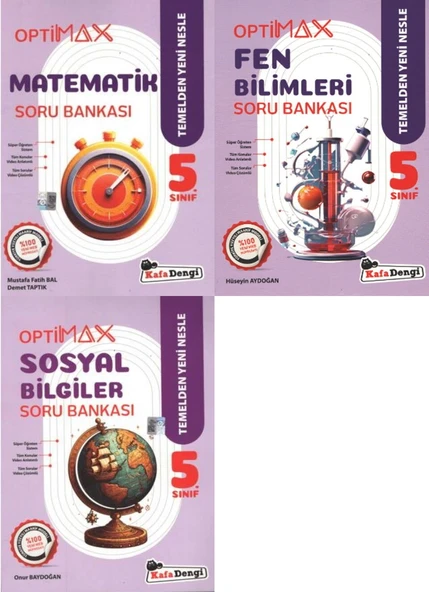 Kafadengi 2026 5. Sınıf Matematik + Fen + Sosyal Optimax Soru Bankası Setiseti 3 Kitap ürün görseli