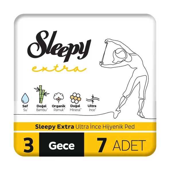 Sleepy Extra Hijyenik Ped Gece 7 Li ürün görseli 1