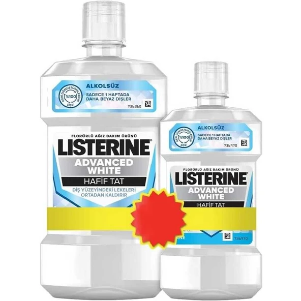 Lısterıne Advance Whıte Ağız Bakım Suyu Alkolsüz 500+250 Ml - 1