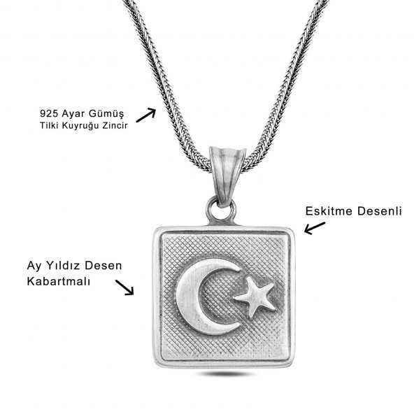 İçinde Cevşen Dualı Ay Yıldız Muska 60 cm 925 Gümüş Kolye - 2