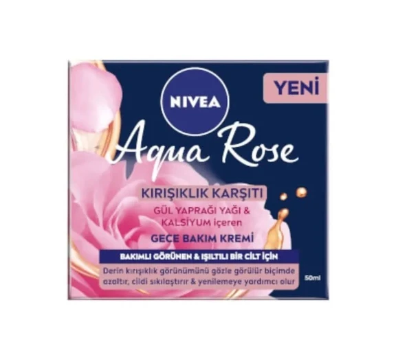 Nıvea Aqua Rose Kırışık Karşıtı Gece Bakım Kremi Tüm Ciltler 50 Ml