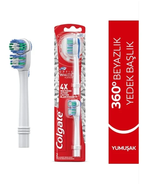 Colgate 360 Optik Beyaz Pilli Diş Fırçası Yedeği 2 Li ürün görseli