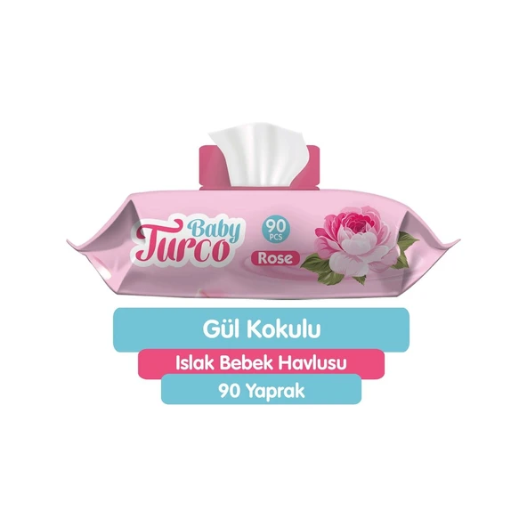Baby Turco Islak Mendil Güllü 90 Li Kapaklı ürün görseli