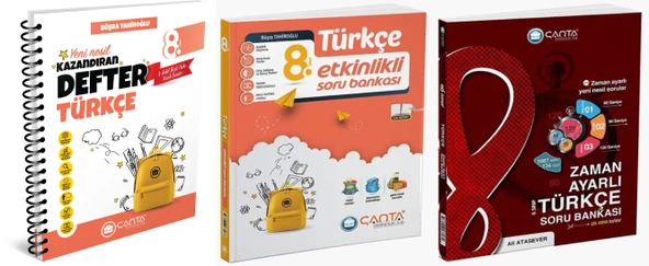 Çanta 2025 8. Sınıf Türkçe Etkinlikli Kazanım + Zaman Ayarlı Soru + Defter Seti 3 Kitap ürün görseli