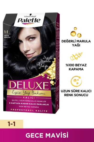 Palette Deluxe Saç Boyası 1-1 Gece Mavisi ürün görseli 1