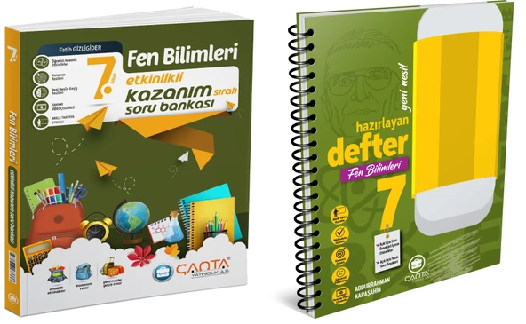 Çanta 2025 7. Sınıf Fen Bilimleri Etkinlikli Kazanım Soru Bankası + Defter Seti 2 Kitap ürün görseli