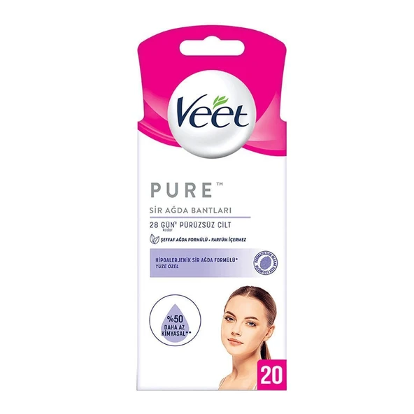 Veet Sirli Yüz Ağda Bandı 20 Li Pure ürün görseli 1