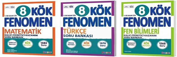 Fenomen Okul 2025 8. Sınıf Matematik + Fen + Türkçe Kök Soru Bankası Seti 3 Kitap ürün görseli