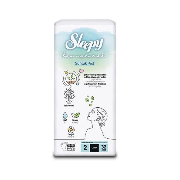 Sleepy Bio Natural Günlük Ped Uzun 32 Li ürün görseli 1
