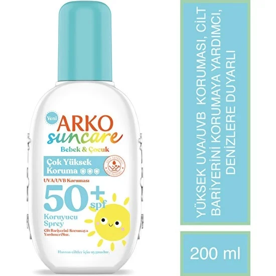 Arko Suncare Bebek Ve Çocuk Güneş Koruyucu Sprey Spf 50 Faktör 200 Ml