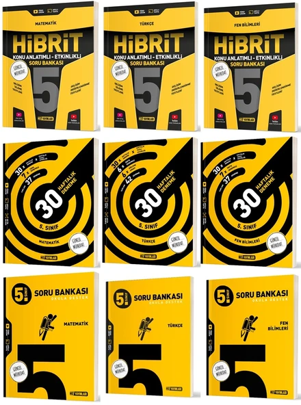 Hız 2025 5. Sınıf Matematik + Türkçe + Fen Bilimleri Haftalık Deneme + Hibrit + Soru Seti 9 Kitap ürün görseli