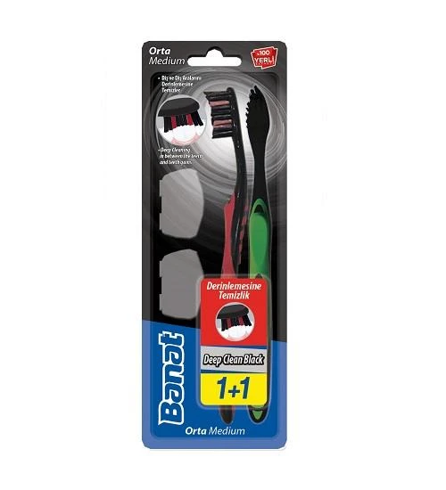 Banat Deep Clean Black 1+1 Diş Fırçası Medium Orta