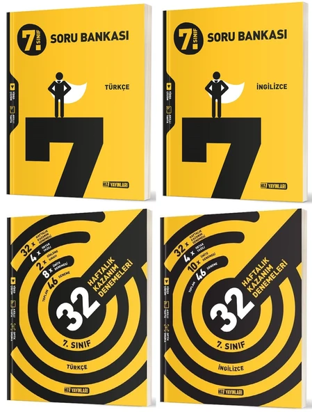 Hız 2025 7. Sınıf Türkçe + İngilizce Soru + 36 Haftalık Deneme Seti 4 Kitap ürün görseli