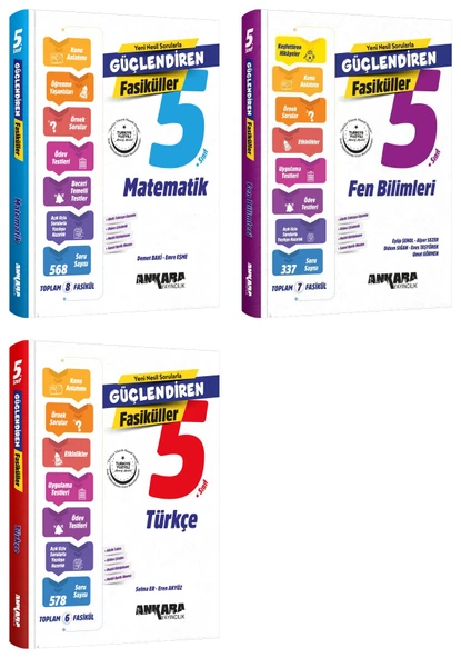 Ankara 2025 5. Sınıf Matematik + Fen Bilimleri + Türkçe Güçlendiren Fasikül Seti 3 Kitap Güncel Müfredat ürün görseli