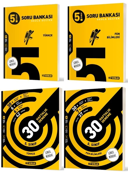 Hız 2025 5. Sınıf Türkçe + Fen Bilimleri Haftalık Deneme + Soru Seti 4 Kitap ürün görseli