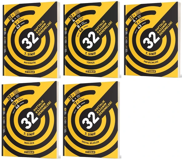 Hız 2025 7. Sınıf Matematik Türkçe Fen Sosyal İngilizce 36 Haftalık Deneme Seti 5 Kitap ürün görseli