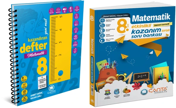 Çanta 2025 8. Sınıf Matematik Etkinlikli Kazanım Soru Bankası + Defter Seti 2 Kitap ürün görseli