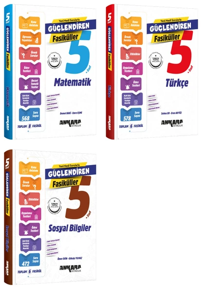Ankara 2025 5. Sınıf Matematik + Türkçe + Sosyal Bilgiler Güçlendiren Fasikül Seti 3 Kitap Güncel Müfredat ürün görseli