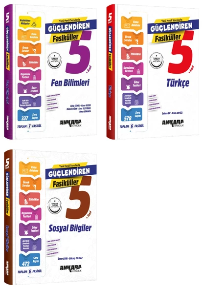 Ankara 2025 5. Sınıf Fen Bilimleri + Türkçe + Sosyal Bilgiler Güçlendiren Fasikül Seti 3 Kitap Güncel Müfredat ürün görseli