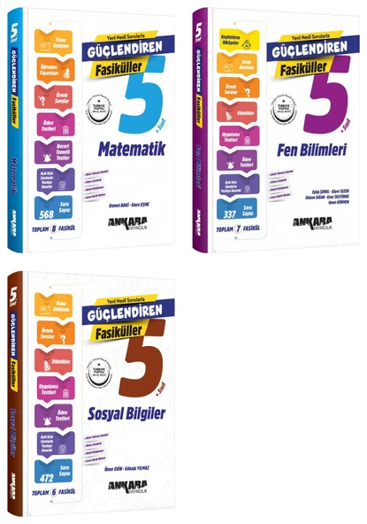 Ankara 2025 5. Sınıf Matematik + Fen Bilimleri + Sosyal Bilgiler Güçlendiren Fasikül Seti 3 Kitap Güncel Müfredat ürün görseli