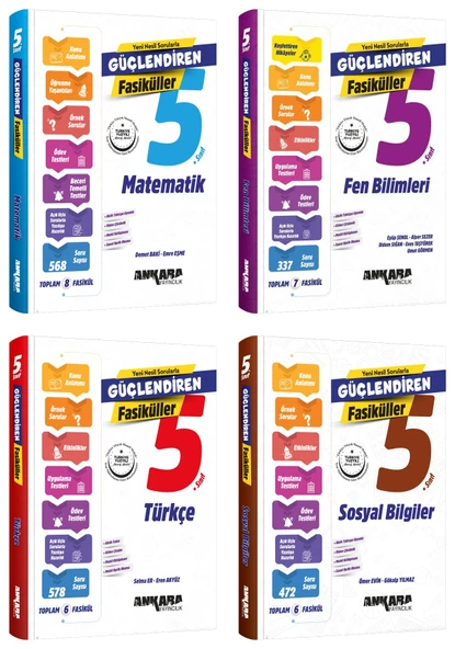 Ankara 2025 5. Sınıf Matematik + Fen Bilimleri + Türkçe + Sosyal Bilgiler Güçlendiren Fasikül Seti 4 Kitap Güncel Müfredat ürün görseli