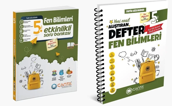 Çanta 2025 5. Sınıf Fen Bilimleri Etkinlikli Kazanım Soru Bankası + Defter Seti 2 Kitap ürün görseli