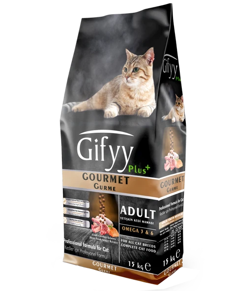 GIFYY Gurme Yetişkin Kedi Maması 15 KG - Kuzu Etli, Balık Yağlı, Vitamin Destekli Premium Mama - 4