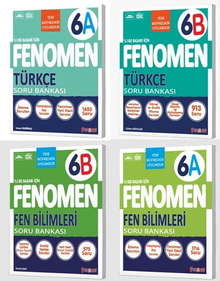 Fenomen Okul 2026 6. Sınıf Türkçe + Fen Bilimleri A + B Serisi Soru Seti 4 Kitap Güncel Müfredat ürün görseli