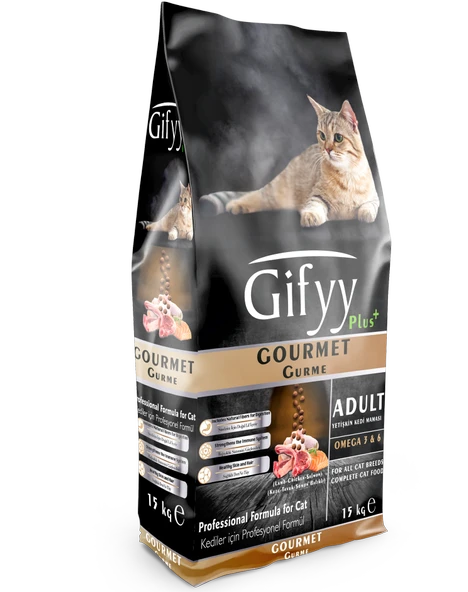 GIFYY Gurme Yetişkin Kedi Maması 15 KG - Kuzu Etli, Balık Yağlı, Vitamin Destekli Premium Mama - 2