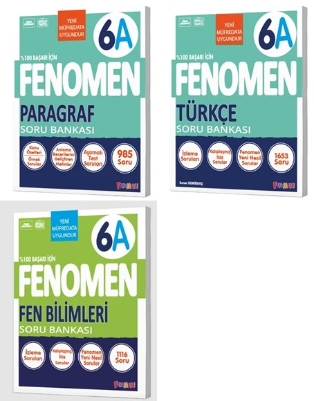 Fenomen Okul 2026 6. Sınıf Paragraf + Türkçe + Fen A Serisi Soru Seti 3 Kitap Güncel Müfredat ürün görseli