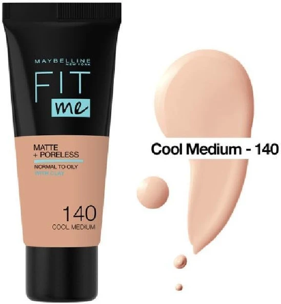 Maybellıne Fıt Me Matte Poreless Fondöten 140 Cool Medıum DELİST